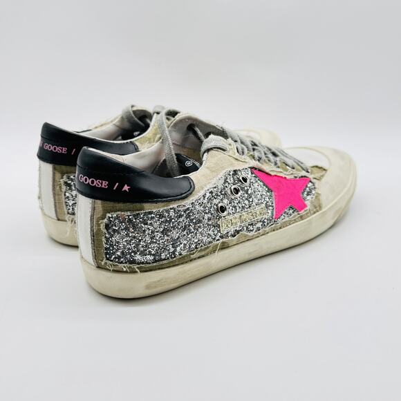 Golden Goose Pink and Silver Star Sneakers - Picture 7 of 9